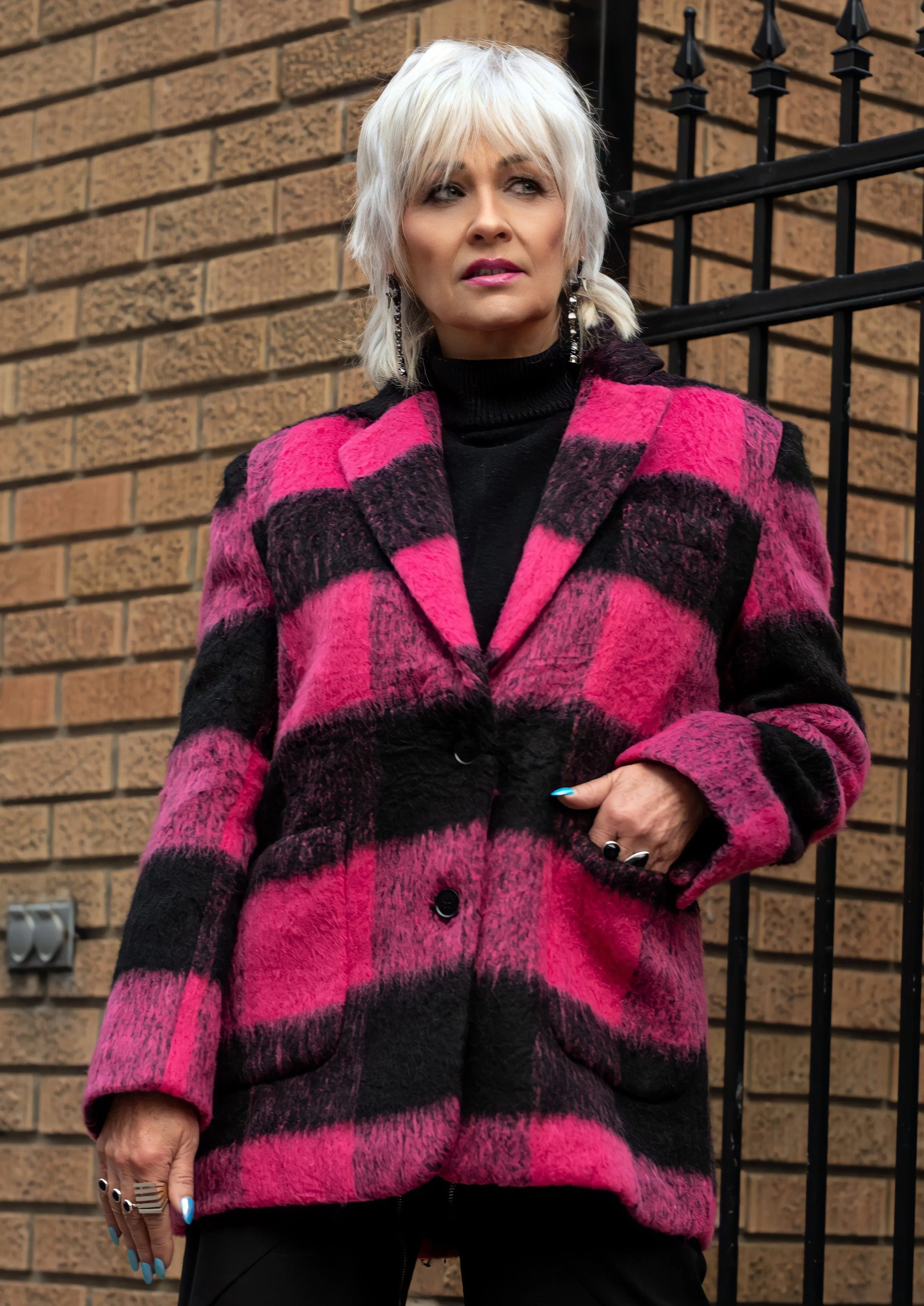 Hot Pink Plaid Blazer