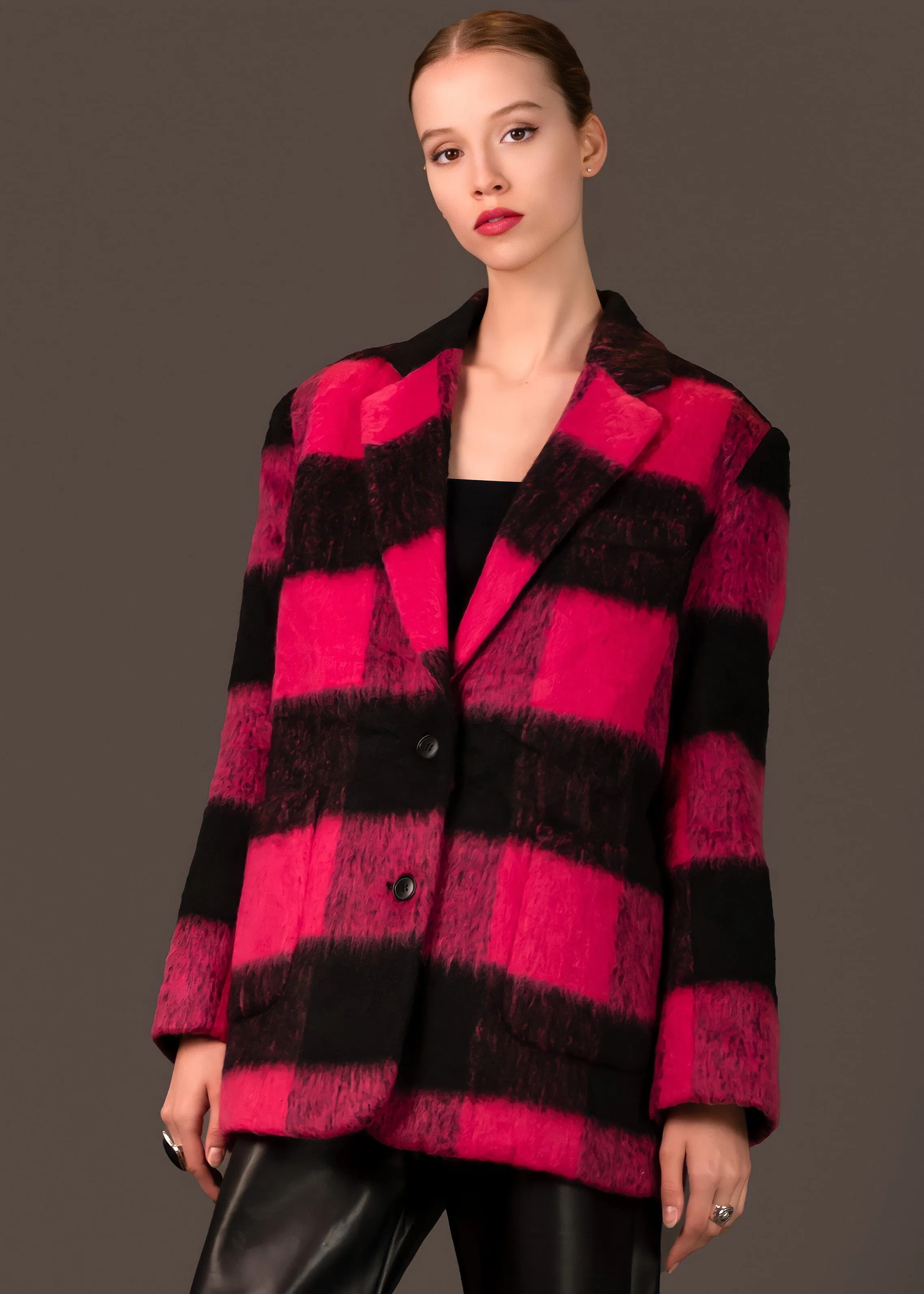 Hot Pink Plaid Blazer