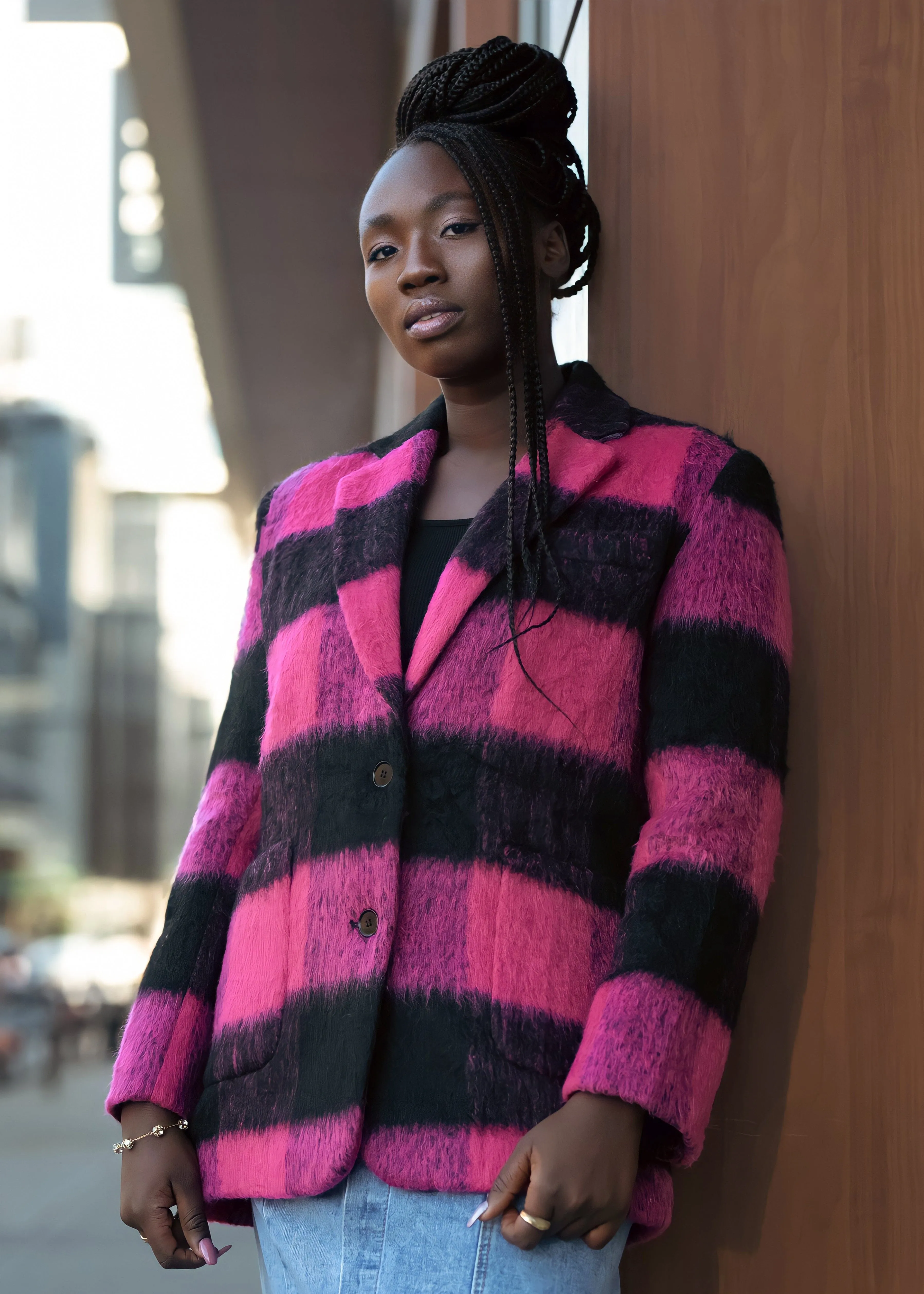 Hot Pink Plaid Blazer