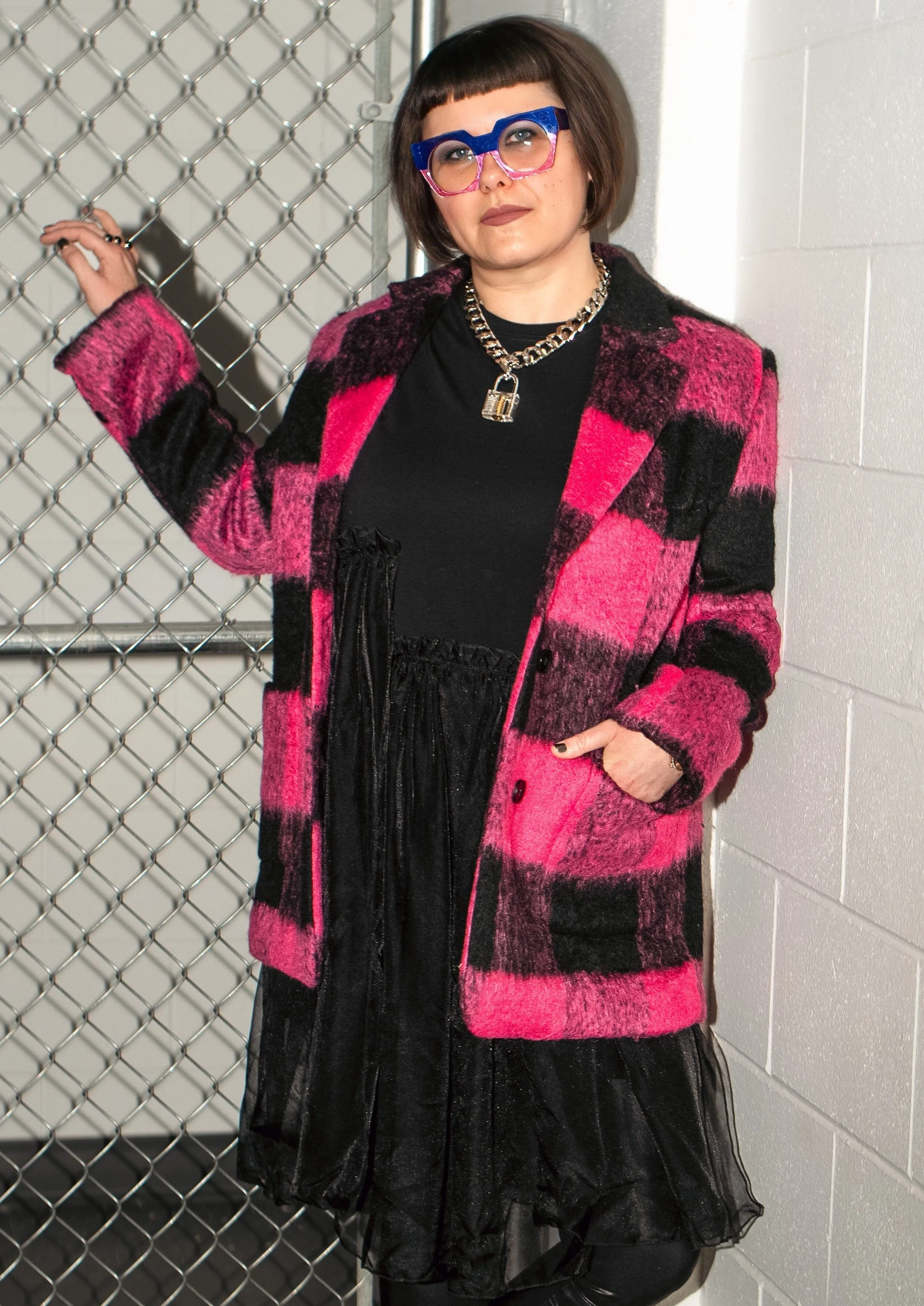 Hot Pink Plaid Blazer