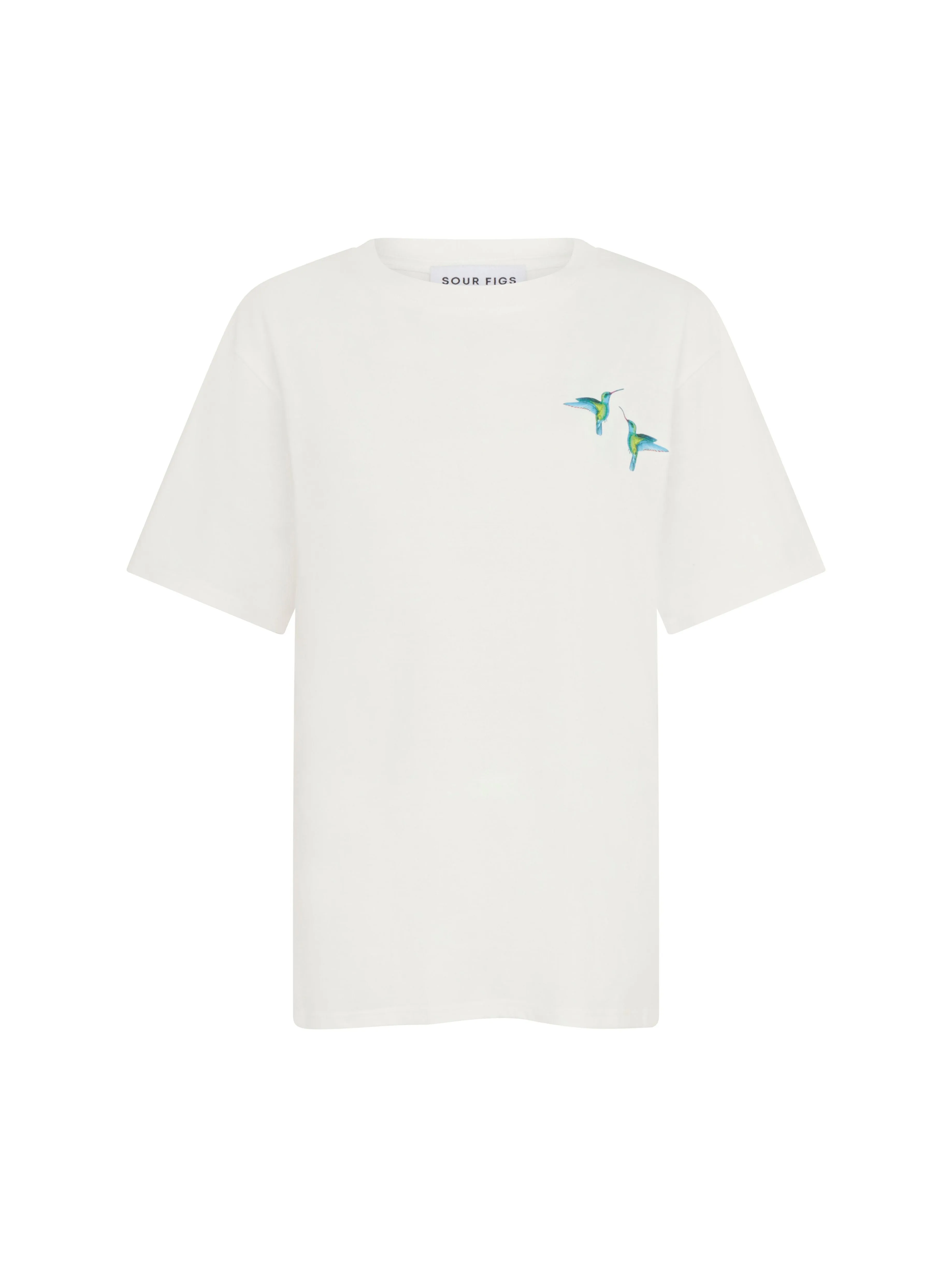 Hummingbird Duo Print Unisex T-Shirt in White