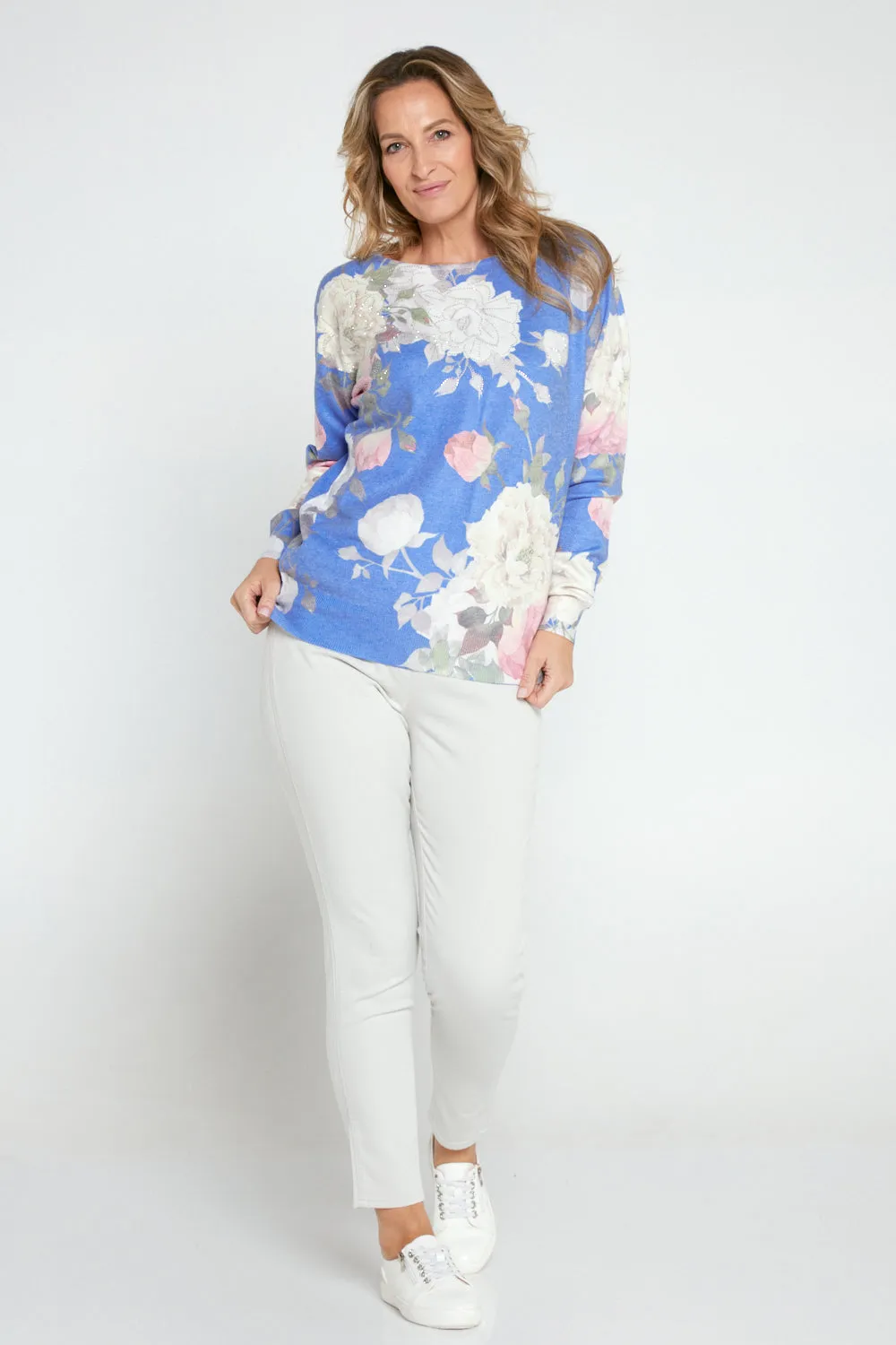 Ira Knit Top - Cornflower Floral