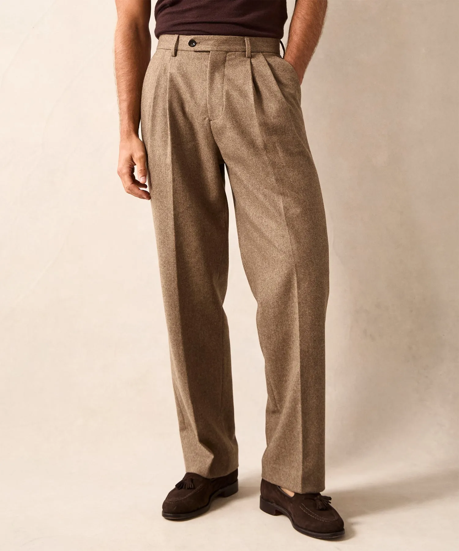 Italian Flannel Wythe Trouser in Chestnut