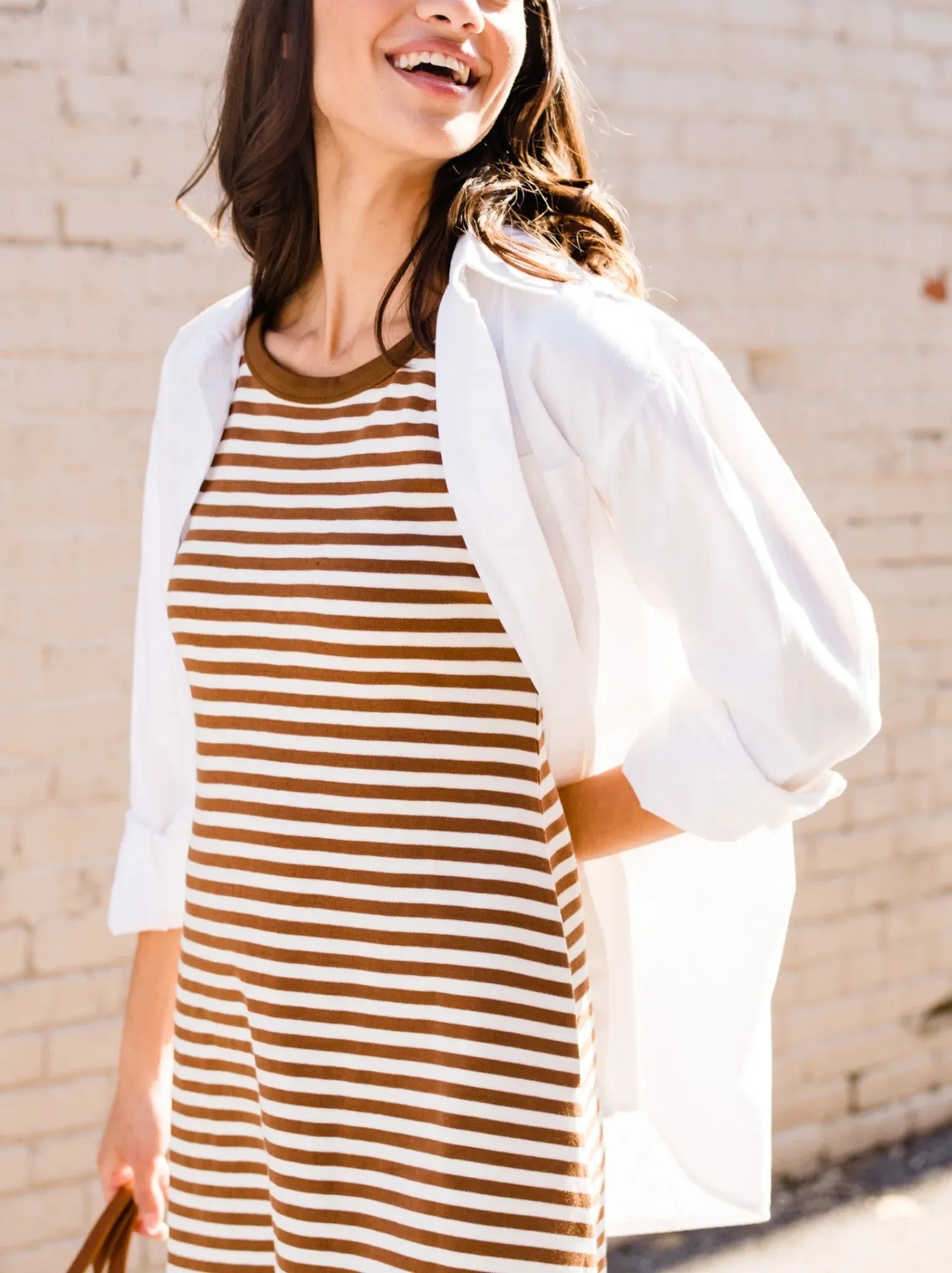 James Tank Dress - Pecan Stripe