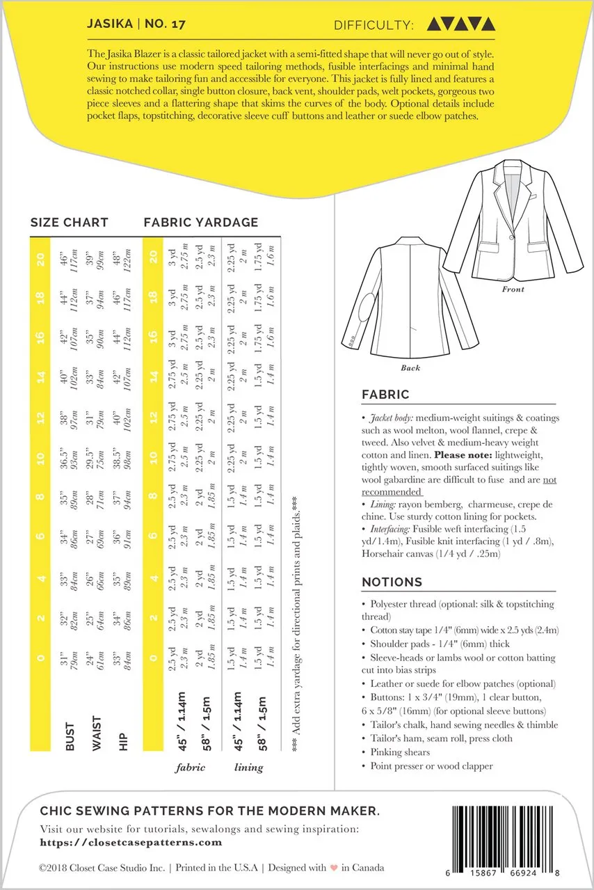 Jasika Blazer Pattern from Closet Core Patterns