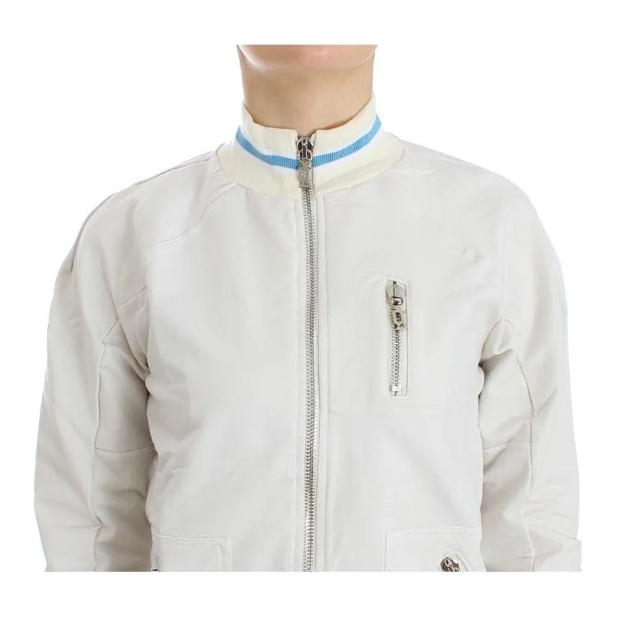 John Galliano Elegant White Zip Cardigan