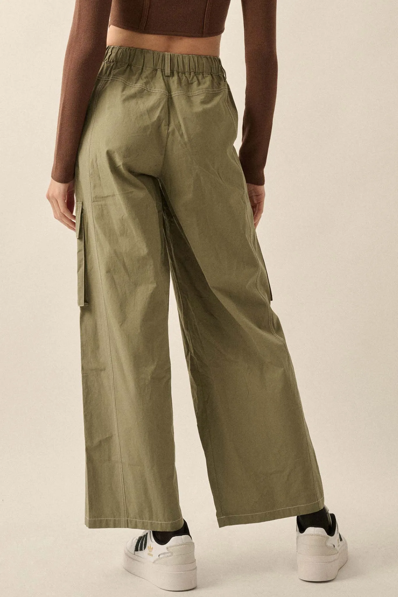 Keep It Real Wide-Leg Drawstring Cargo Pants