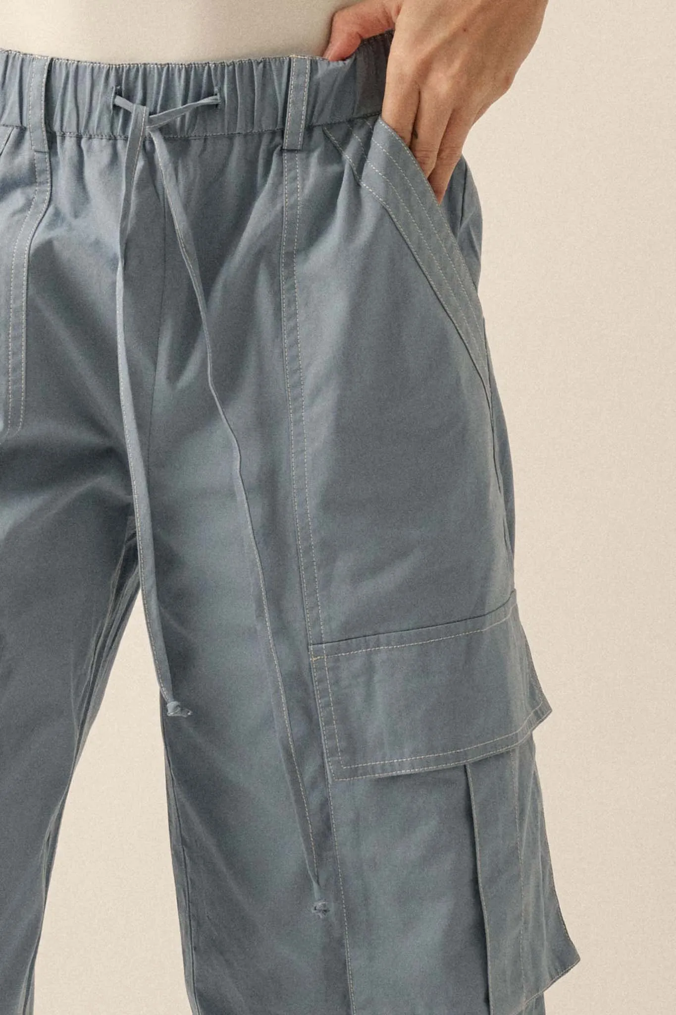 Keep It Real Wide-Leg Drawstring Cargo Pants