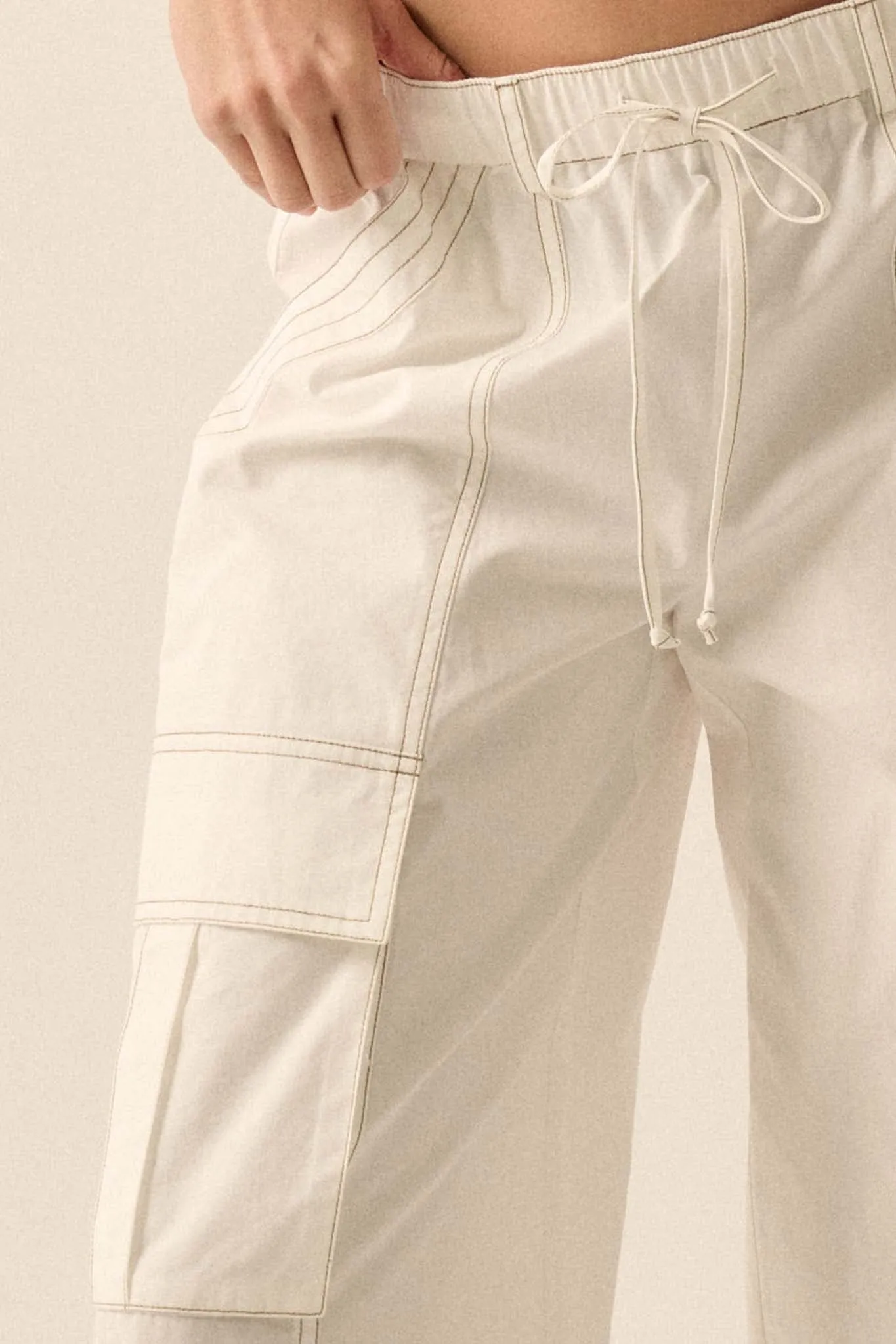 Keep It Real Wide-Leg Drawstring Cargo Pants