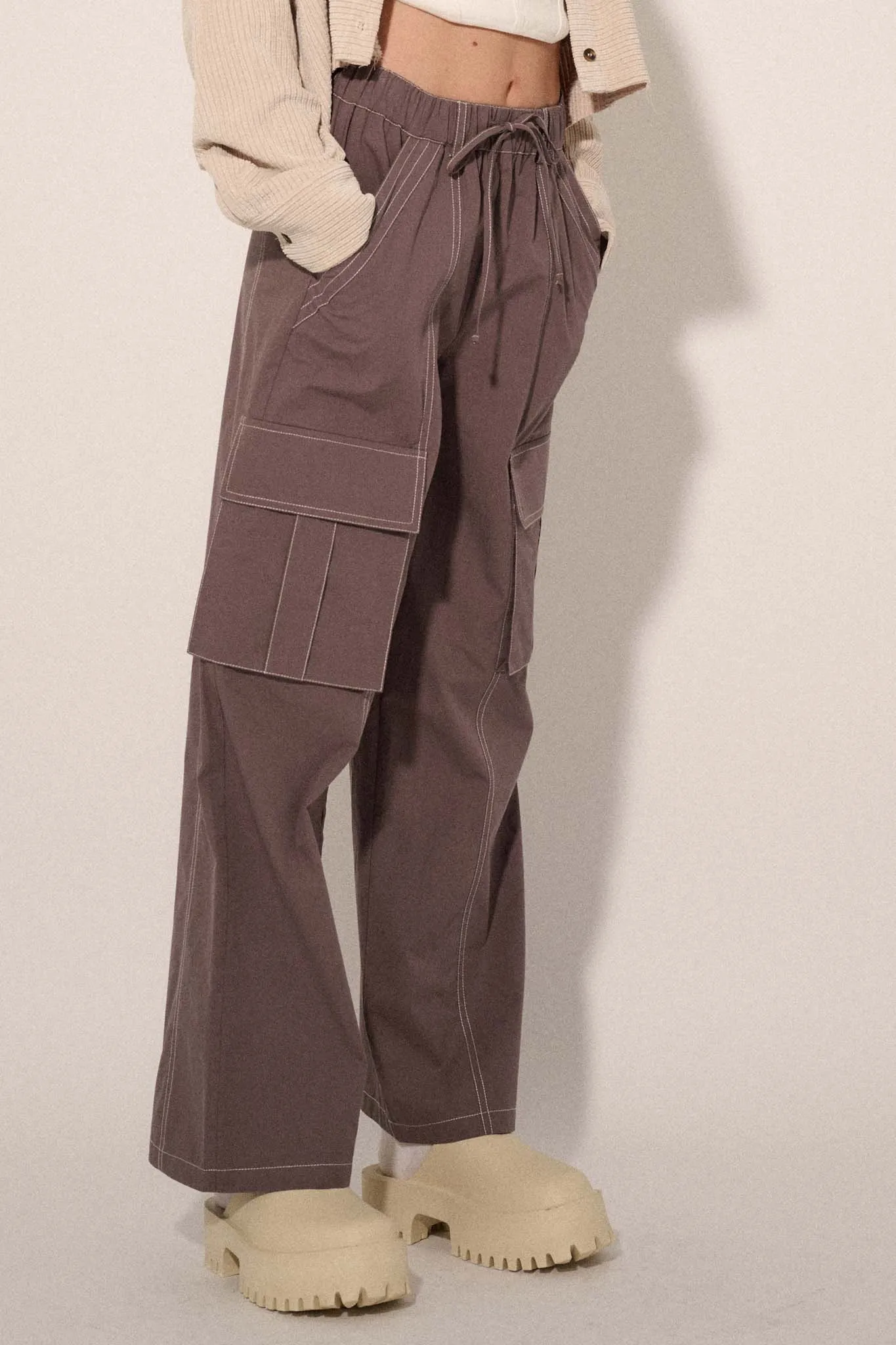 Keep It Real Wide-Leg Drawstring Cargo Pants