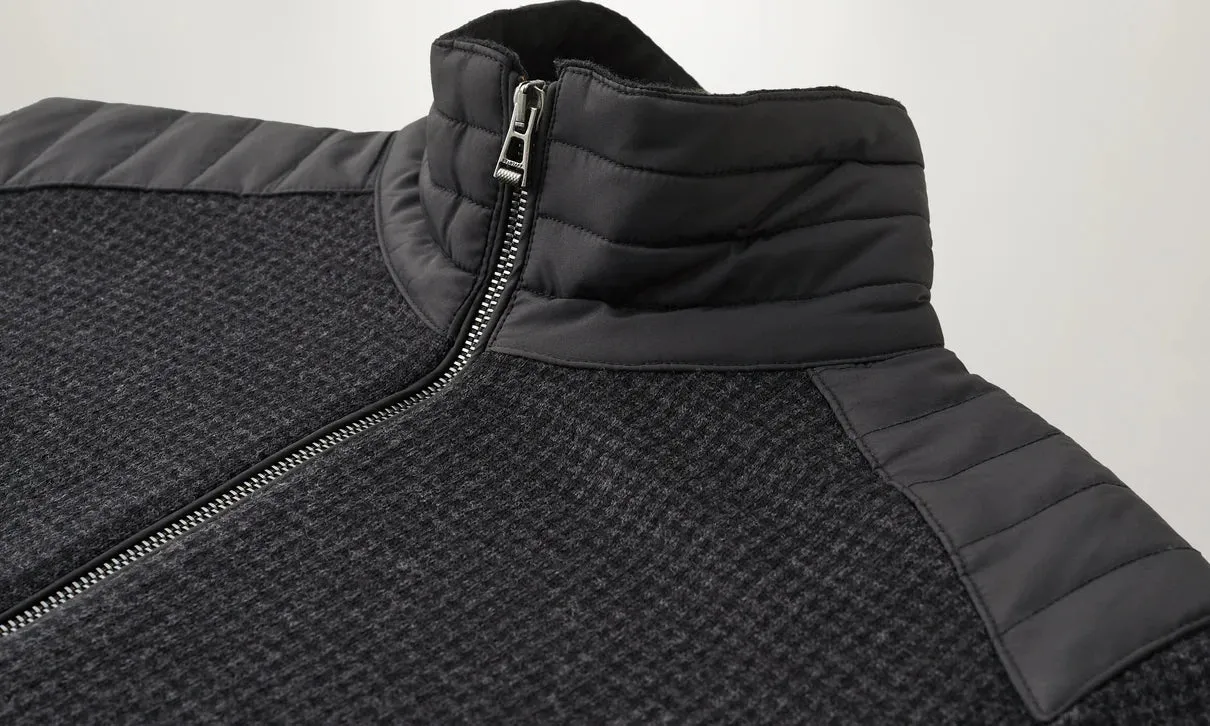 kelby zip cardigan Houndstooth Merino Wool - Charcoal