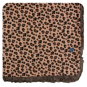 KicKee Pants Suede Cheetah Ruffle Toddler Blanket