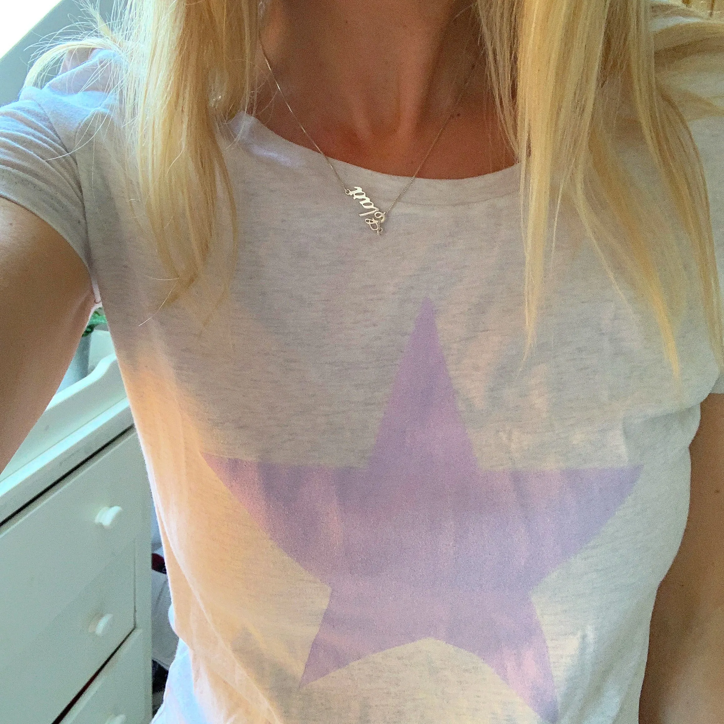 Lilac star on grey tee