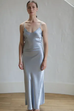 Liquid Slip Dress Long | Aluminum