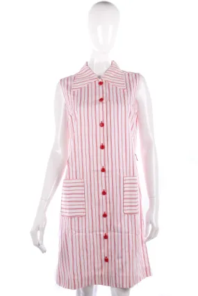 Lovely vintage red striped cotton 1970's summer dress