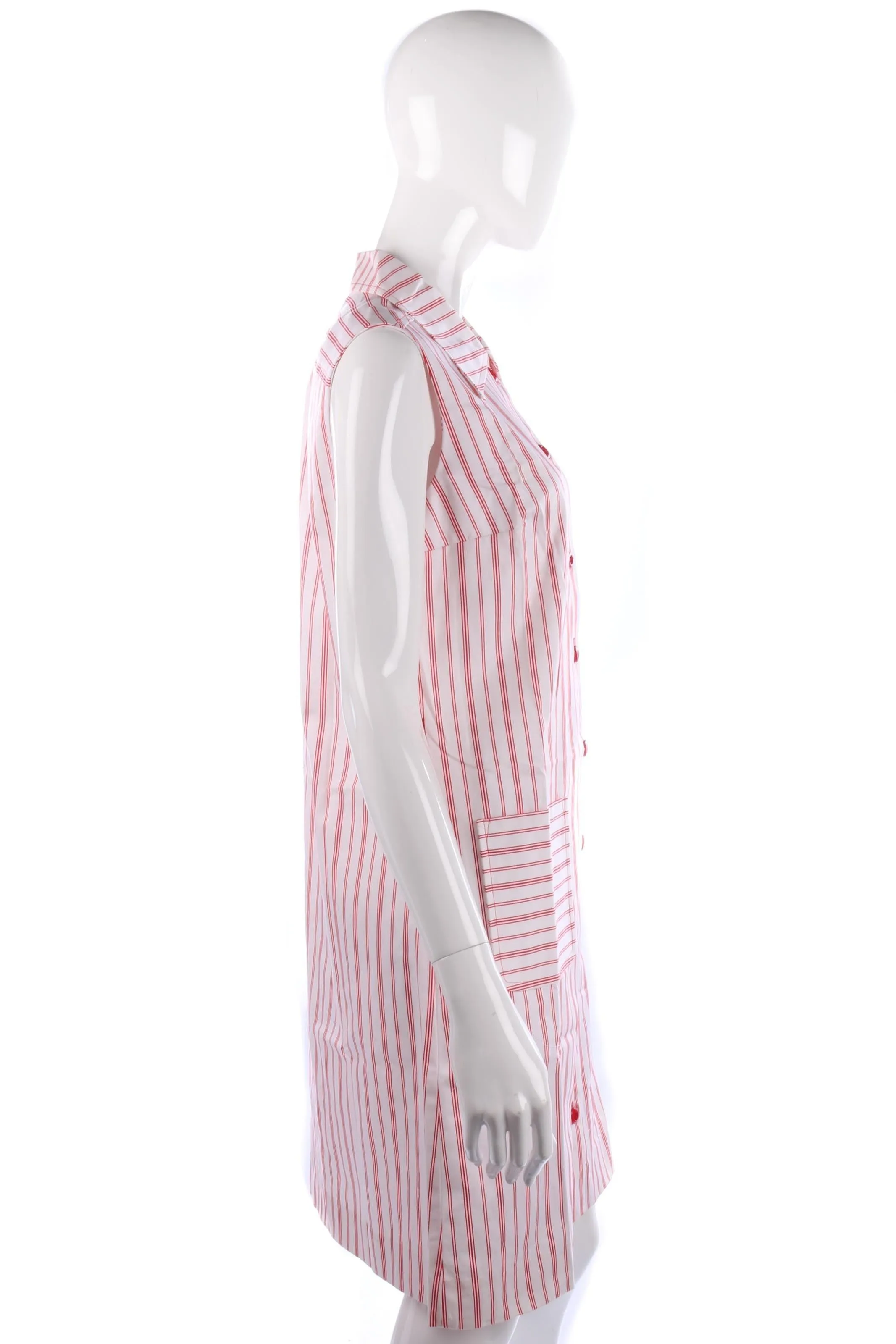 Lovely vintage red striped cotton 1970's summer dress