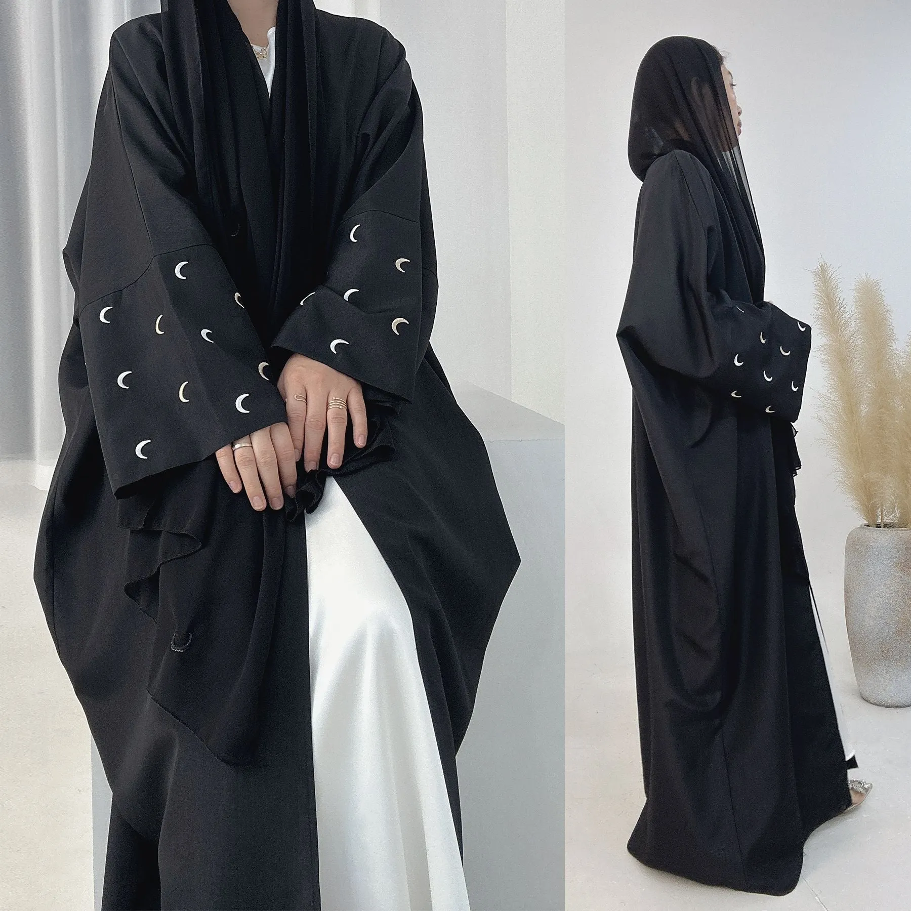 LR664 Middle East Turkish Dubai Embroidered Elegant Cardigan Robe