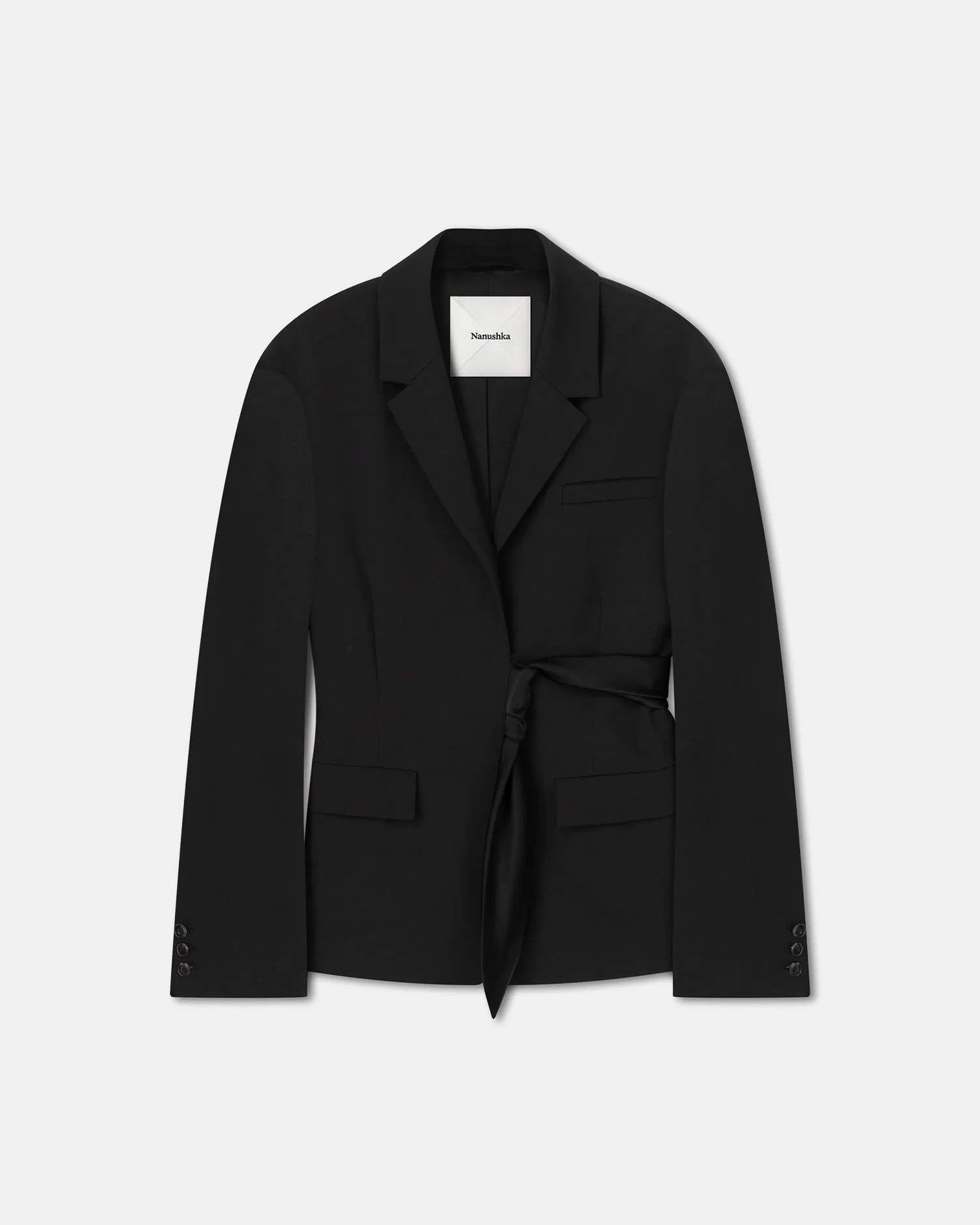 Marline - Twill Wrap Blazer - Black