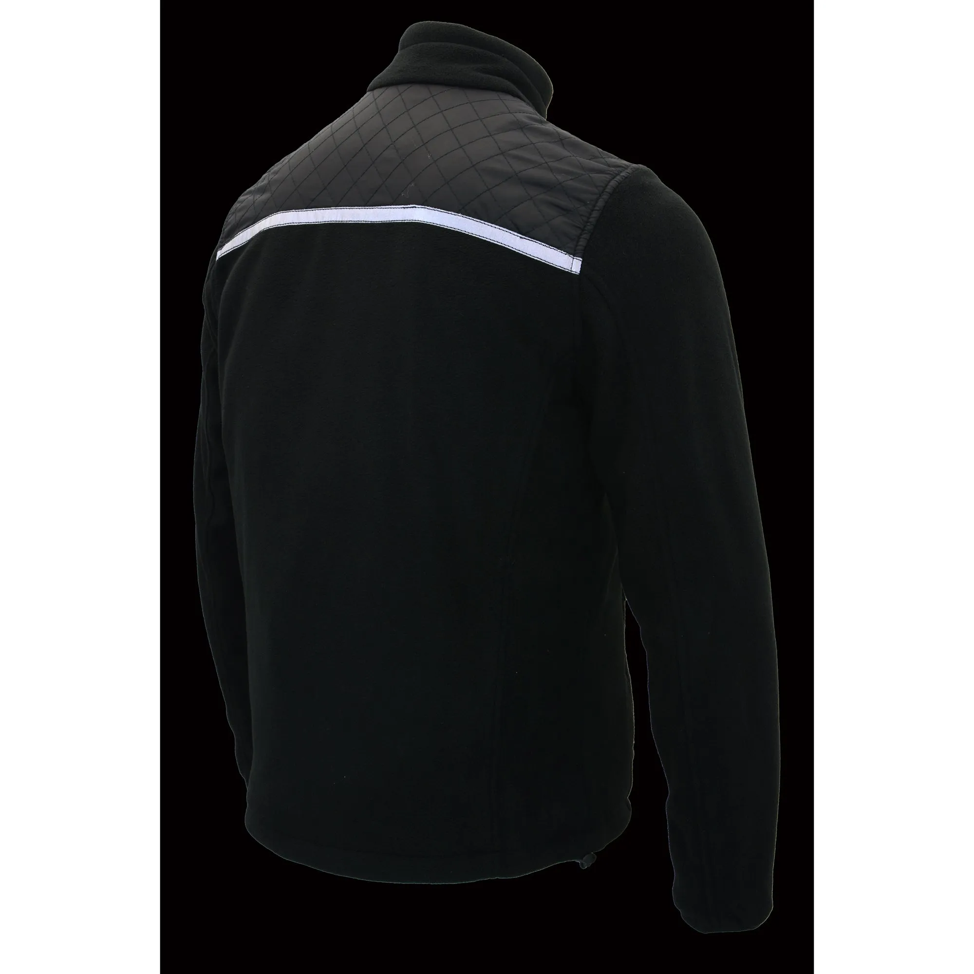 Men Micro Fleece Zipper Front Jacket w/ Reflective Stripes