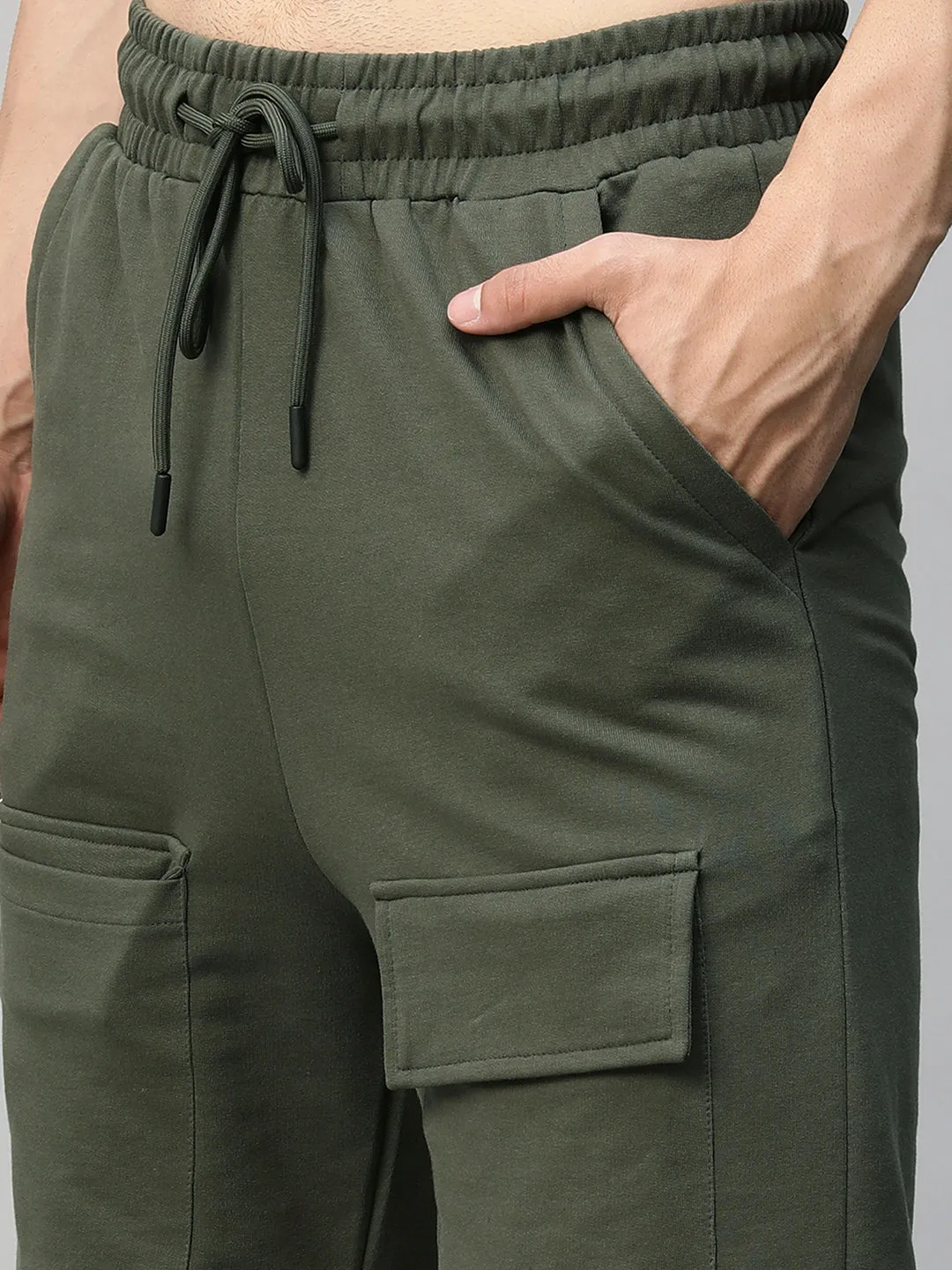 Men Premium Cargo Co-ord Set - Olive Green