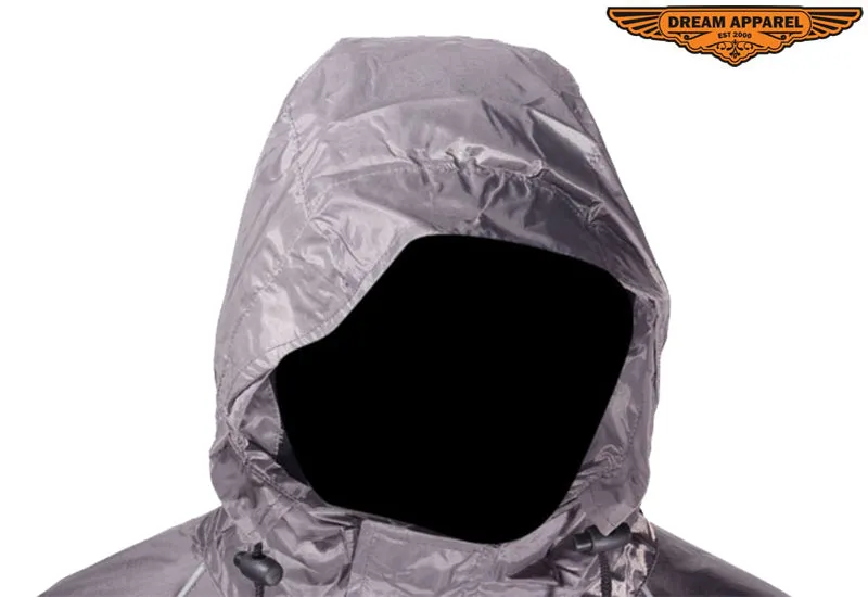 Mens Grey Textile Jacket With Hood