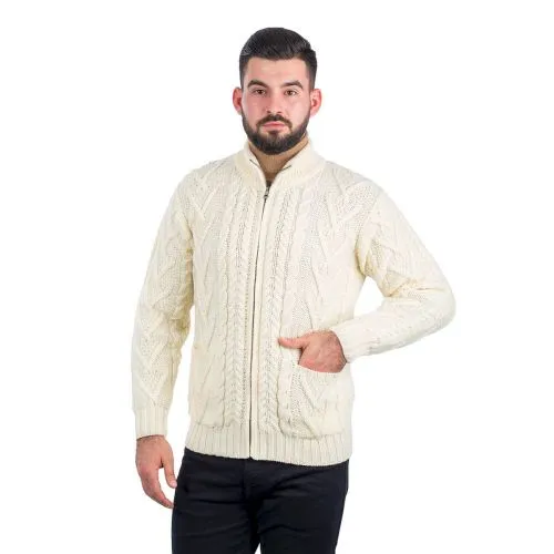 Men's Merino Knit Aran Zip Cardigan