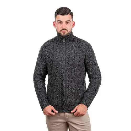 Men's Merino Knit Aran Zip Cardigan