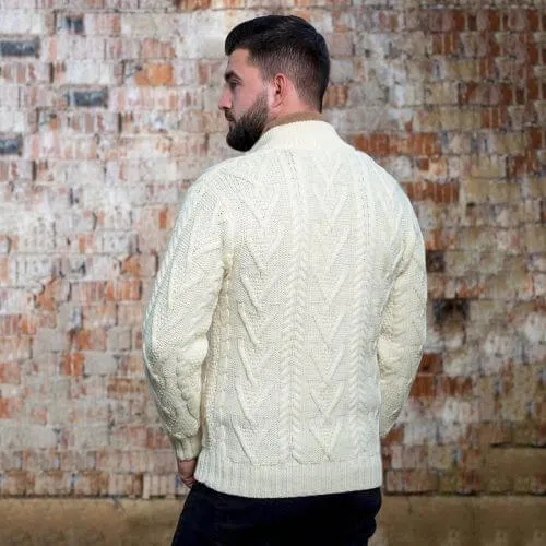 Men's Merino Knit Aran Zip Cardigan