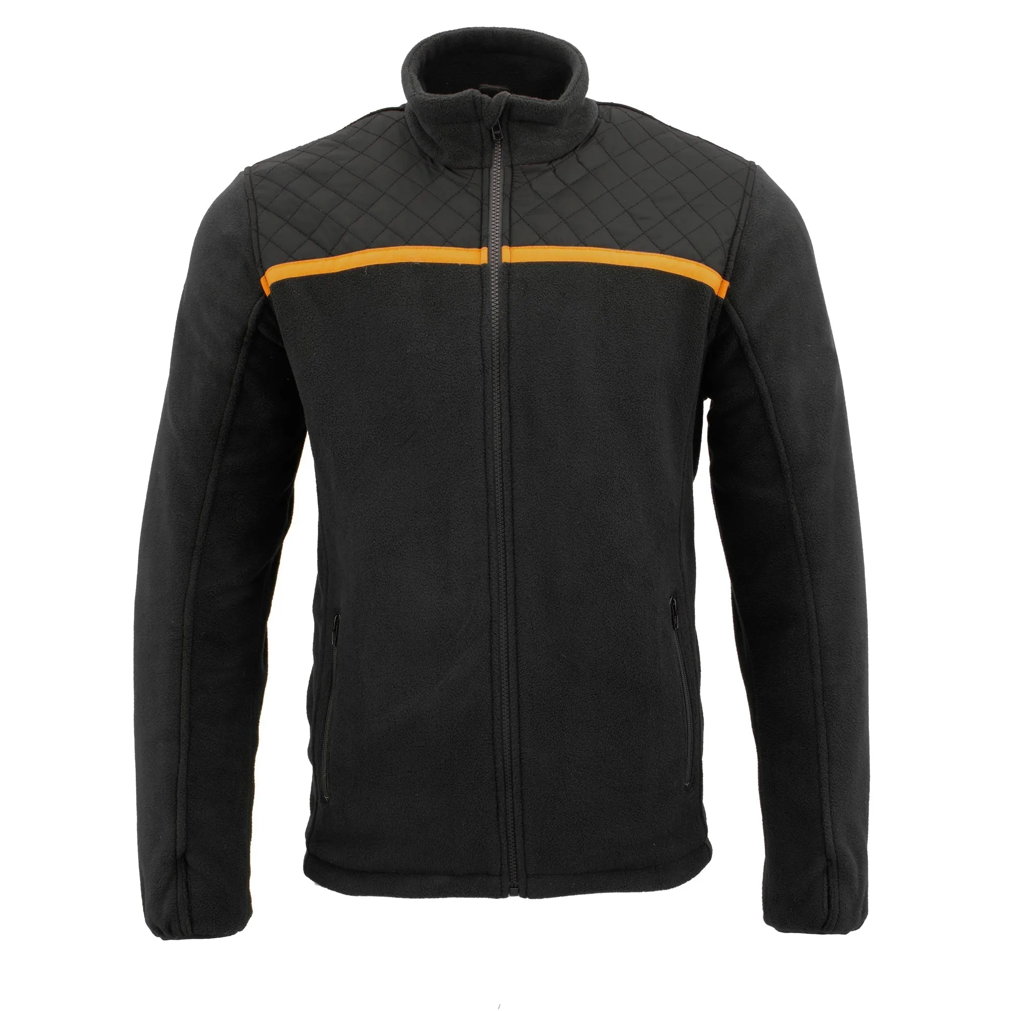 Mens Micro Fleece Zipper Front Jacket w/ Orange Stripe