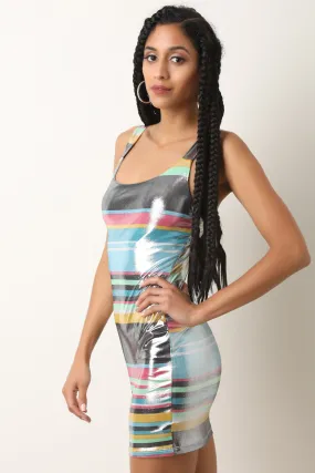 Metallic Striped Bodycon Mini Dress