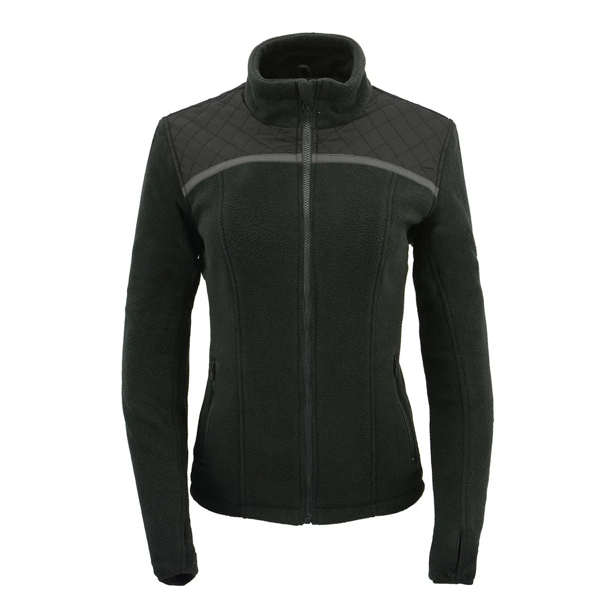 Milwaukee Leather MPL2784 Women's Black Micro Fleece Jacket with Reflective Stripes