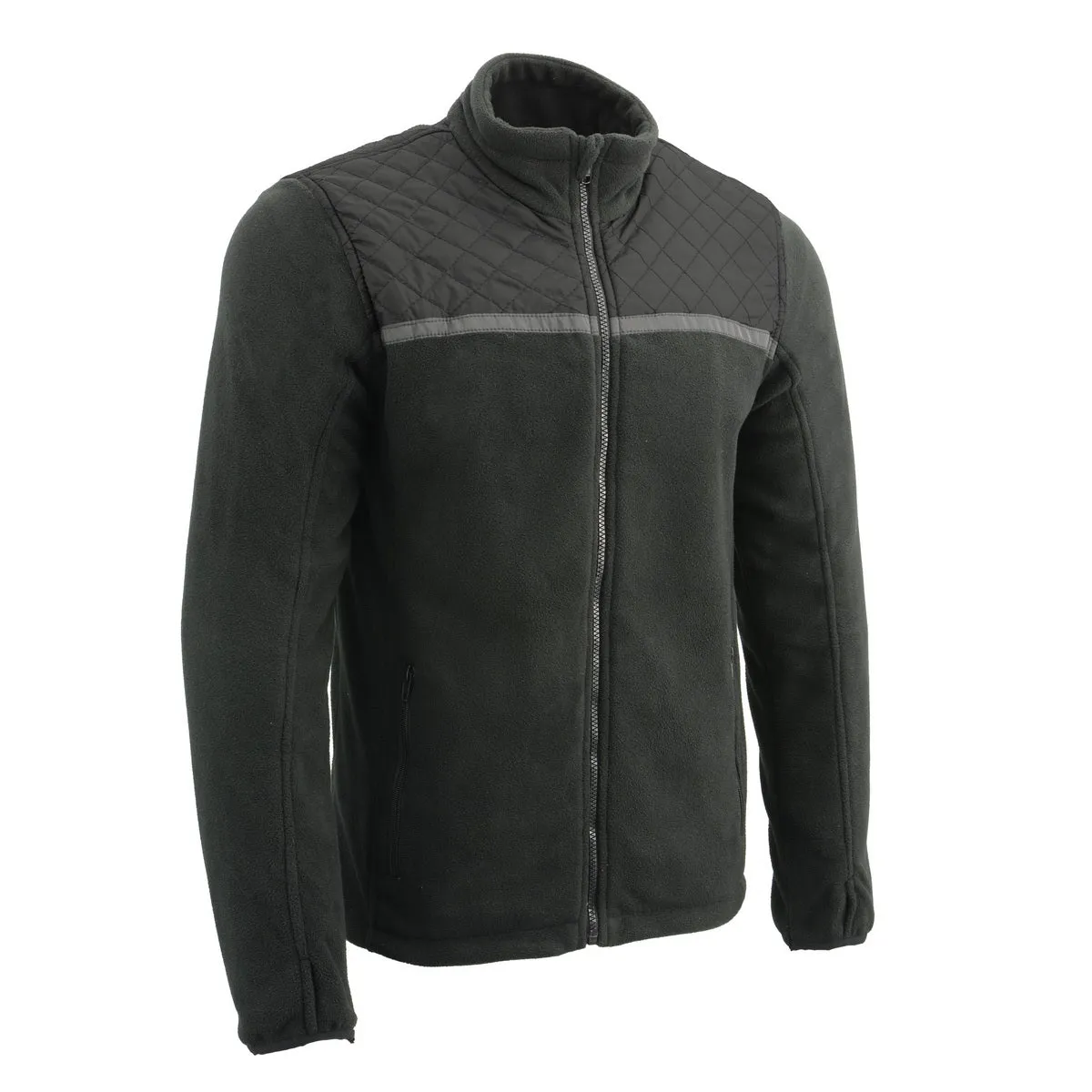 Milwaukee Leather MPM1784 Men's Black Micro Fleece Zipper Front Jacket