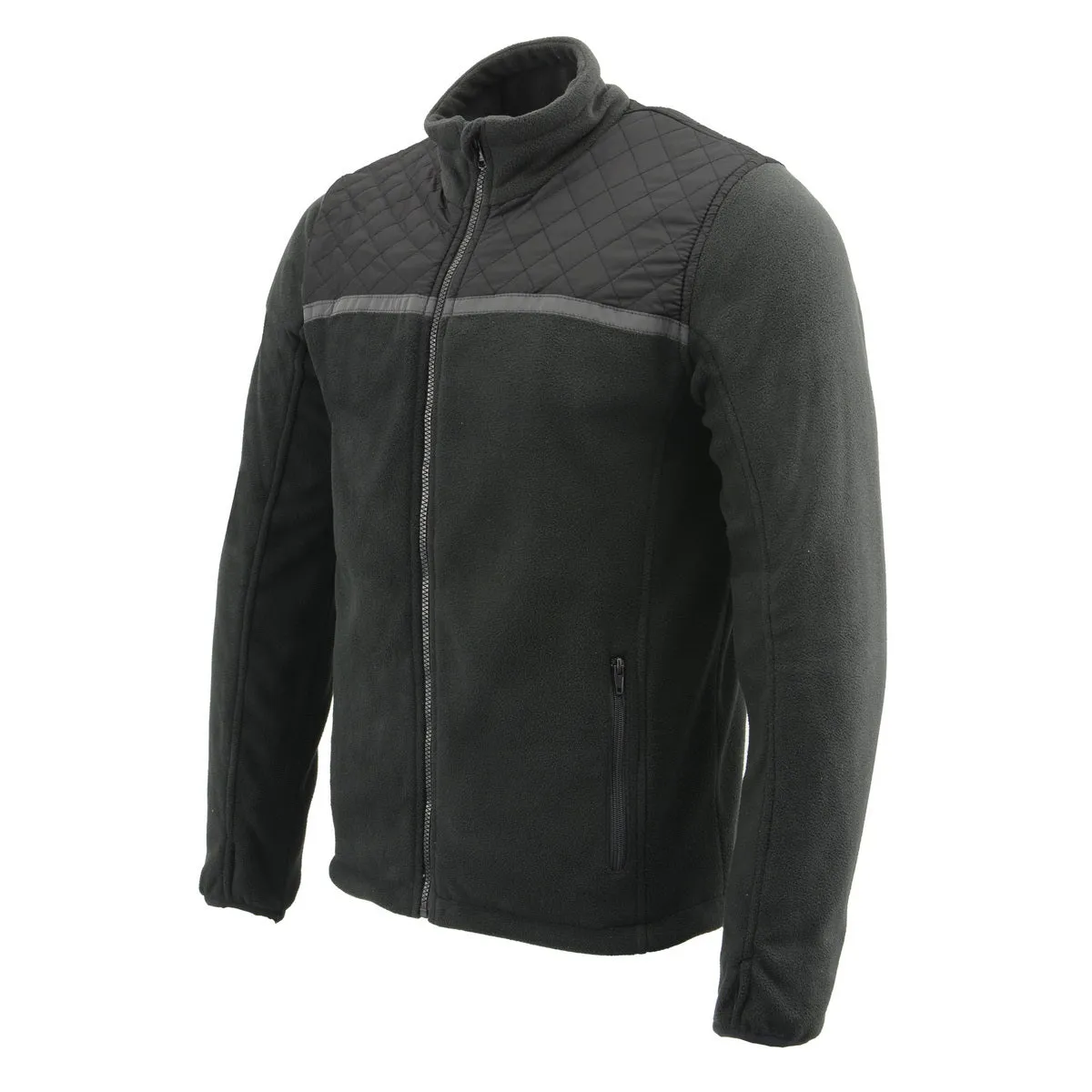 Milwaukee Leather MPM1784 Men's Black Micro Fleece Zipper Front Jacket