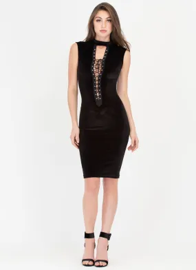 Modern Coven Lace-Up Velvet Dress