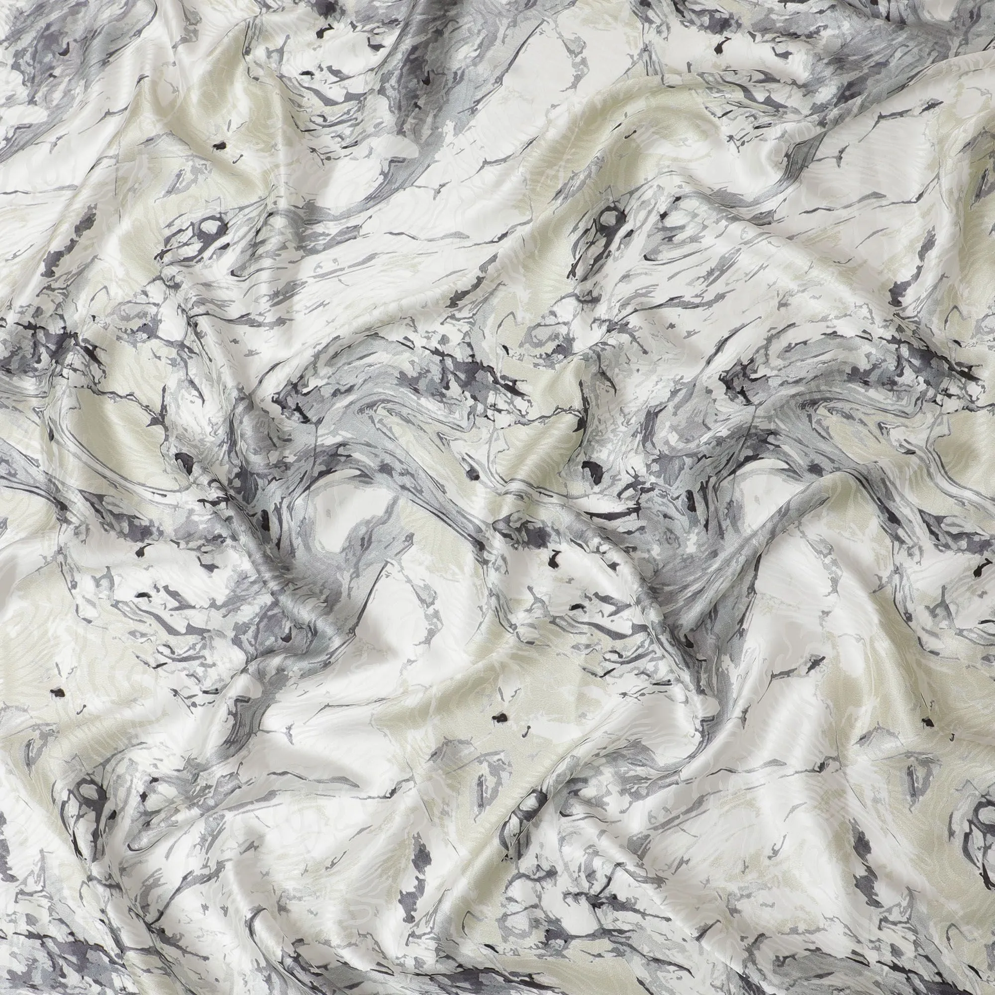 Monochrome Mélange Pure Silk Satin Fabric, 110cm Wide - Buy Online-D18372