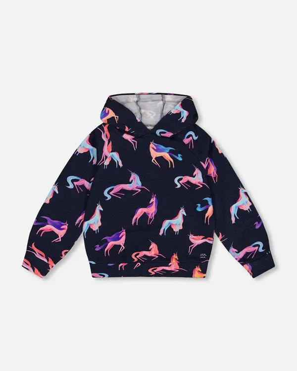 Navy Unicorn Hooded Sweatshirt