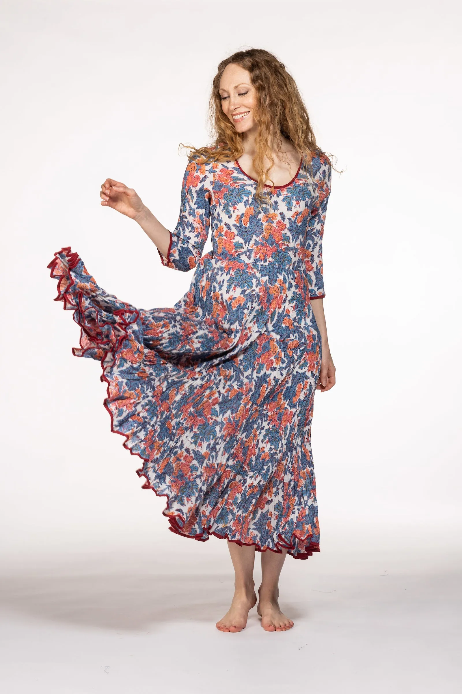 New Ruby Sun Dress Hand Block Printed Pure Cotton SS2024