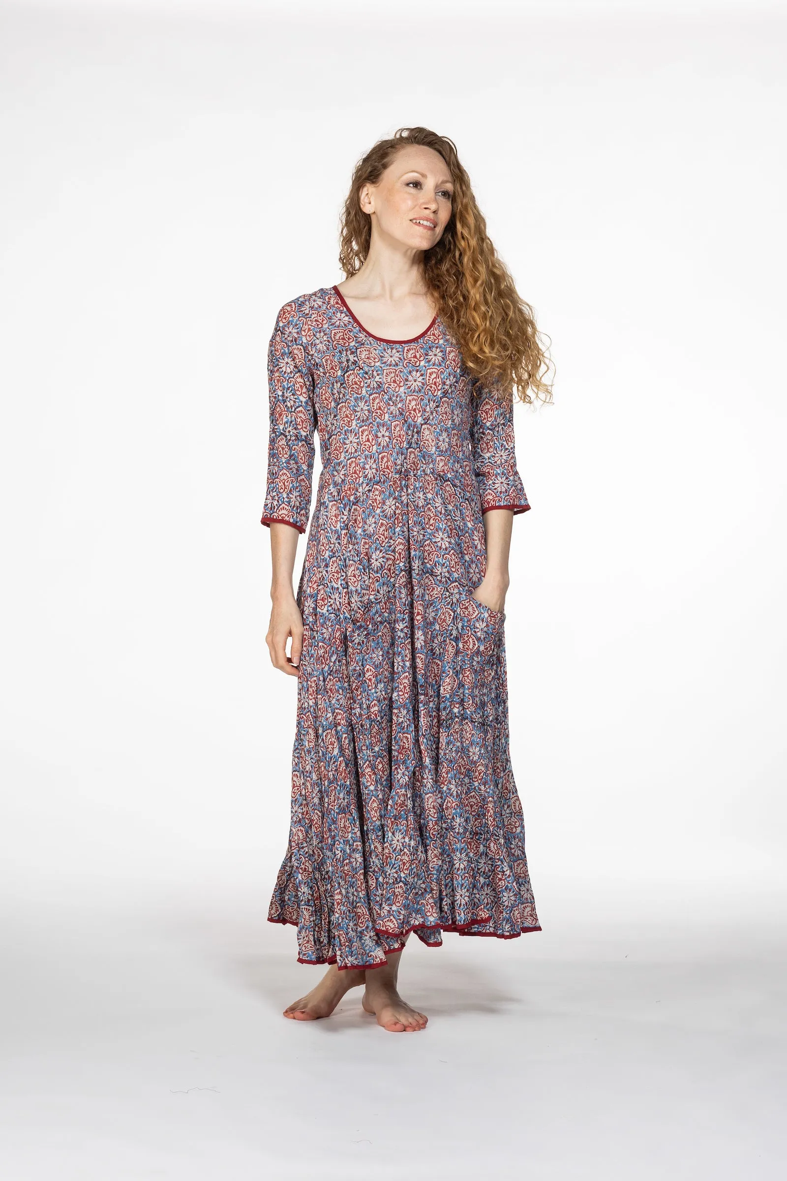 New Ruby Sun Dress Hand Block Printed Pure Cotton SS2024