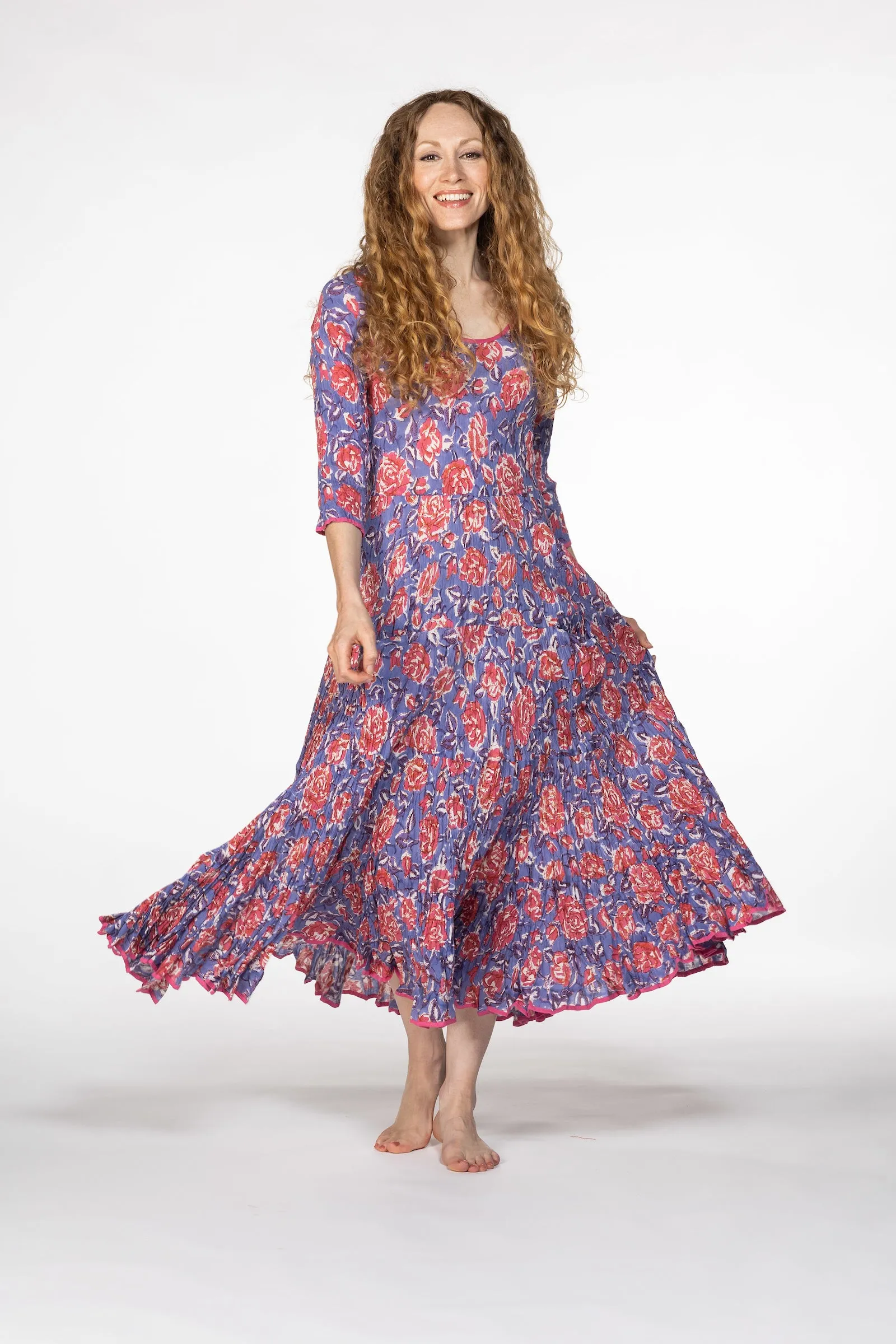 New Ruby Sun Dress Hand Block Printed Pure Cotton SS2024