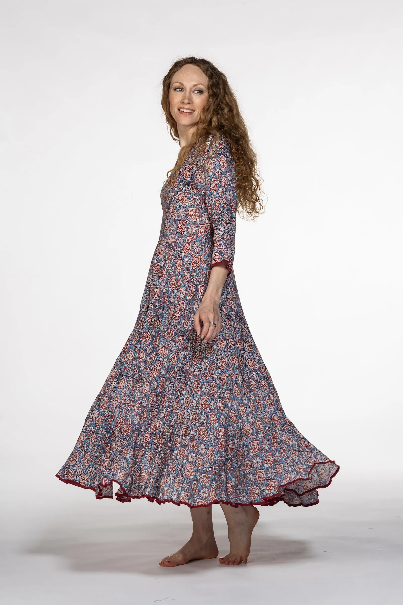 New Ruby Sun Dress Hand Block Printed Pure Cotton SS2024