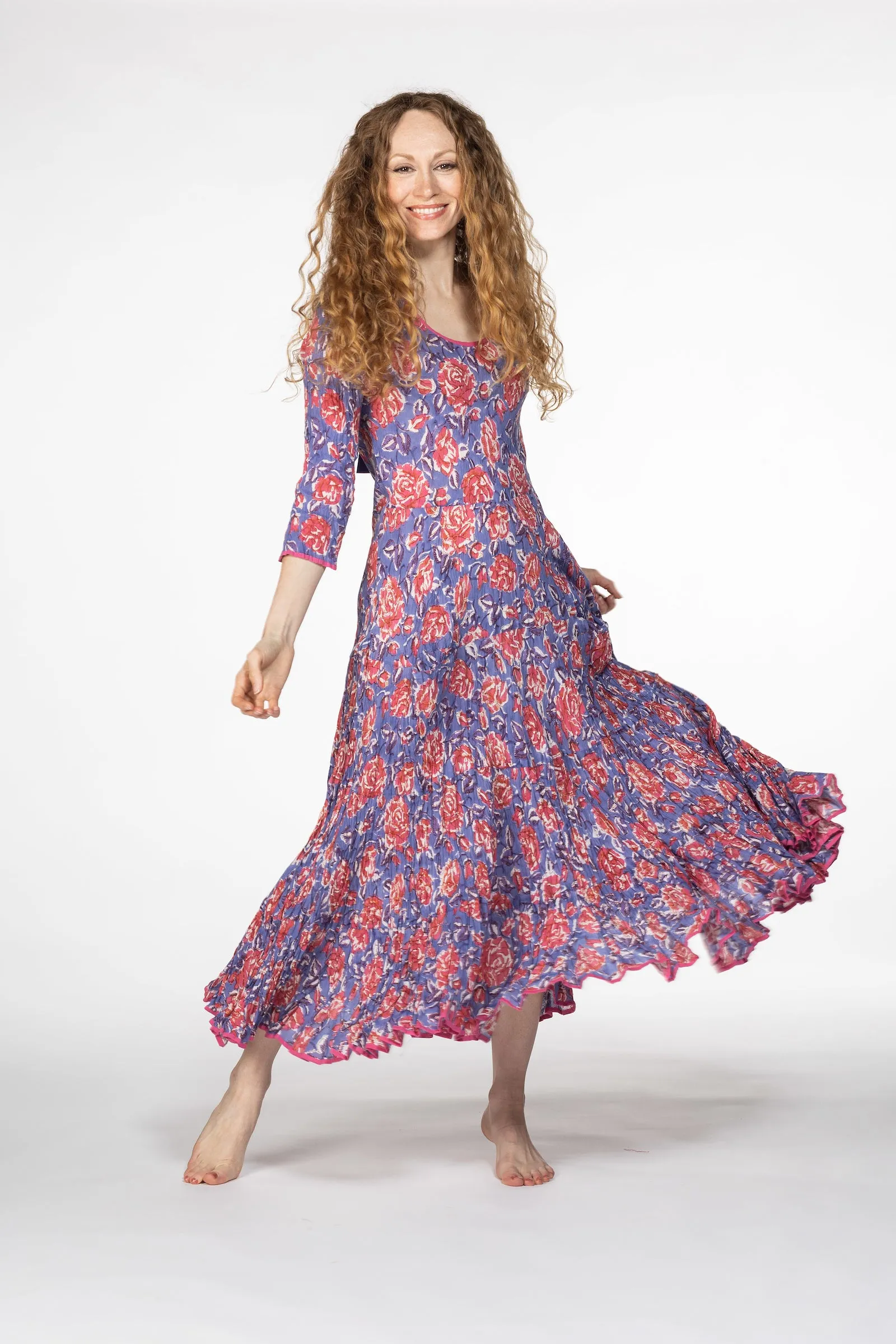 New Ruby Sun Dress Hand Block Printed Pure Cotton SS2024