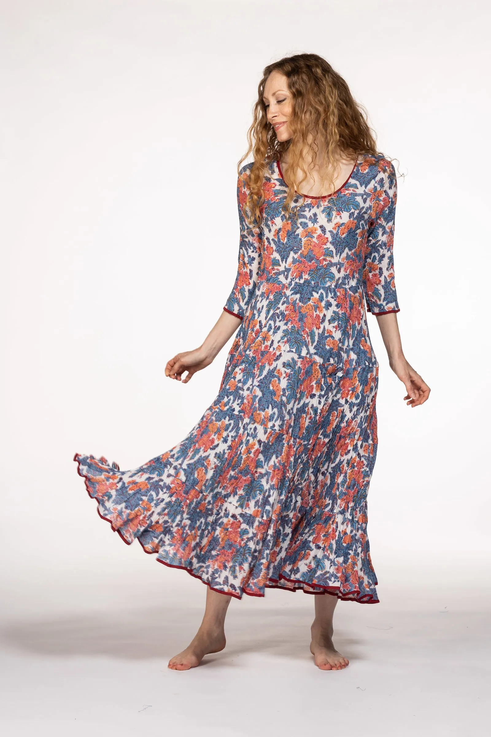 New Ruby Sun Dress Hand Block Printed Pure Cotton SS2024