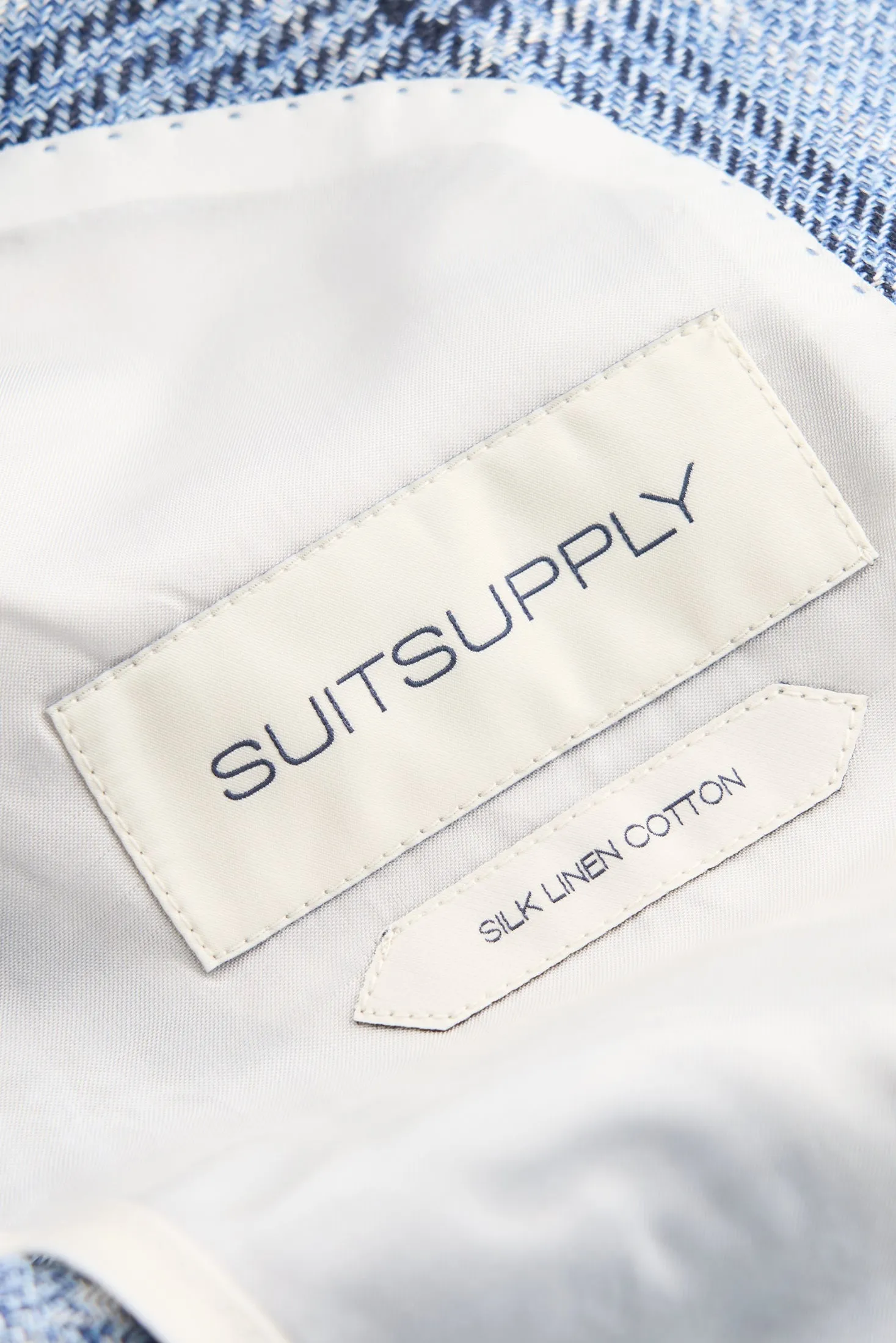 New Suitsupply Havana Light Blue Check Linen, Silk, Cotton Blazer - Size 36R and 38R