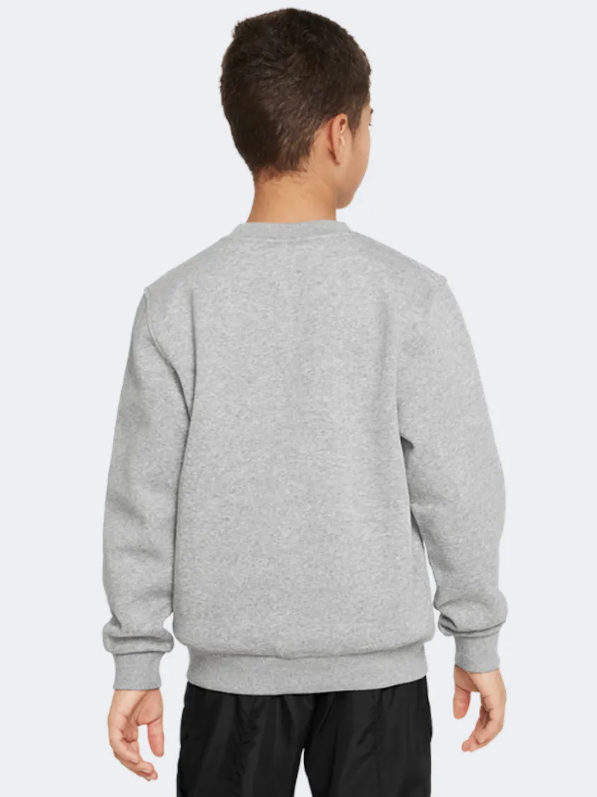 Nike Club Boys Lifestyle Sweatshirt Grey Heather/White