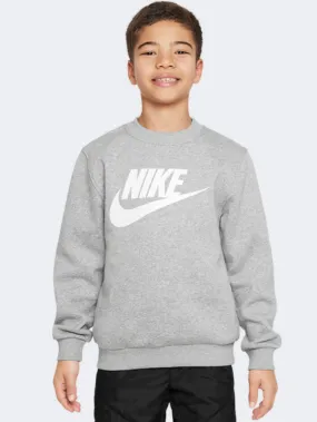 Nike Club Boys Lifestyle Sweatshirt Grey Heather/White