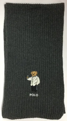 Nwt POLO RALPH LAUREN GREY MARTINI BEAR SCARF