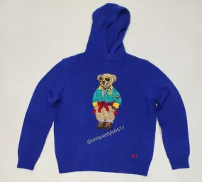 Nwt Polo Ralph Lauren Royal Blue Outdoorsman Teddy Bear Hooded Sweater