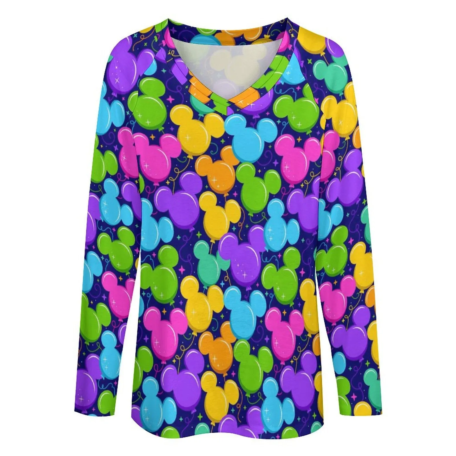 Park Balloons Long Sleeve Loose V-Neck Tee