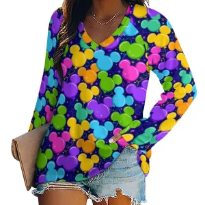 Park Balloons Long Sleeve Loose V-Neck Tee