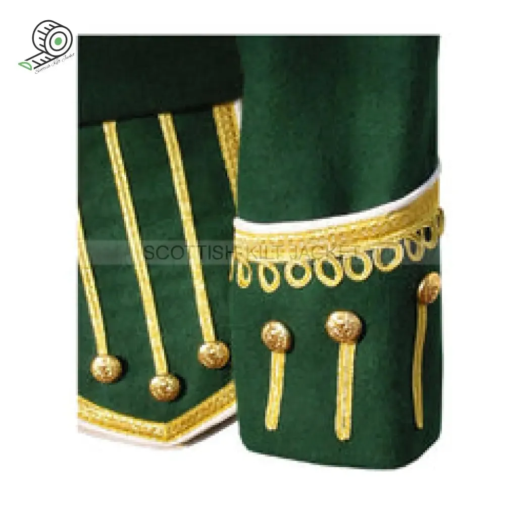 Pipe Band Doublet jacket with White Piping Decorative Gold Braid